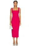 Rachel Gilbert Anna Square-neck Draped Midi Dress In Pink