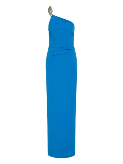 Rachel Gilbert Antoinne Embellished One-shoulder Maxi Dress In Blue