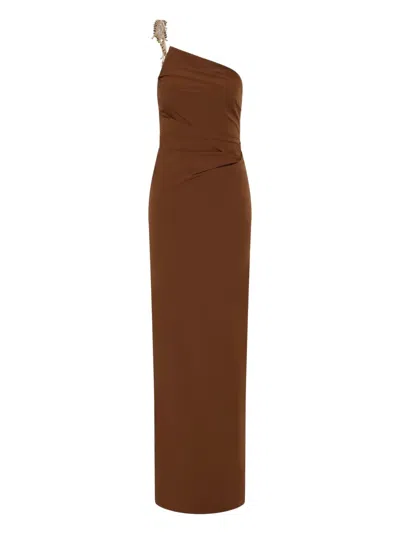 Rachel Gilbert Antoinne One-shoulder Gown In Brown