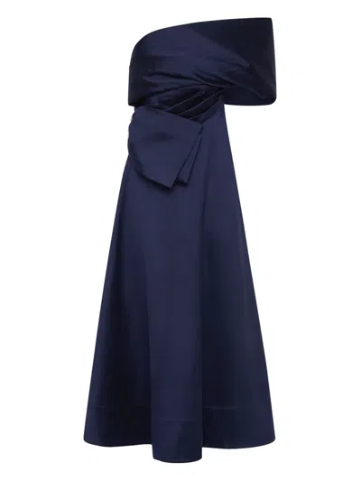 Rachel Gilbert Archer Asymmetric Draped Gown In Blue