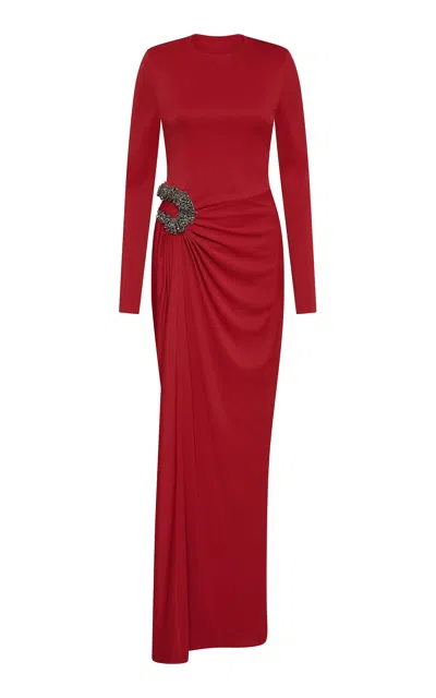 Rachel Gilbert Aspen Embellished Jersey Gown In Red