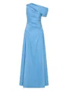 Rachel Gilbert Asymmetric Draped Gown In Blue