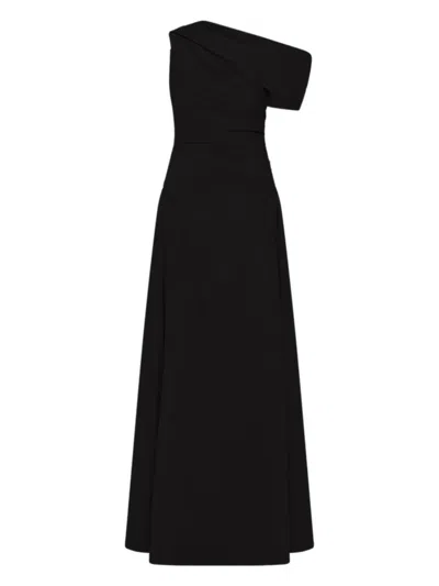 Rachel Gilbert Asymmetrical-detail Evening Dress In Black