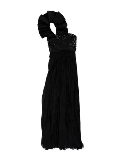 Pre-owned Rachel Gilbert Asymmetrical Long Dress In Black