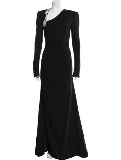 Pre-owned Rachel Gilbert Asymmetrical Long Dress In Black