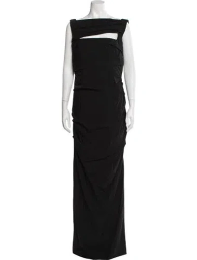 Pre-owned Rachel Gilbert Asymmetrical Long Dress W/ Tags In Black