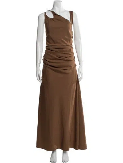 Pre-owned Rachel Gilbert Asymmetrical Long Dress W/ Tags In Brown