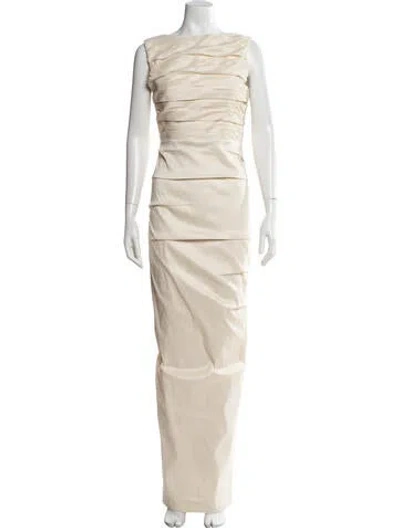 Pre-owned Rachel Gilbert Asymmetrical Long Dress W/ Tags In Neutrals