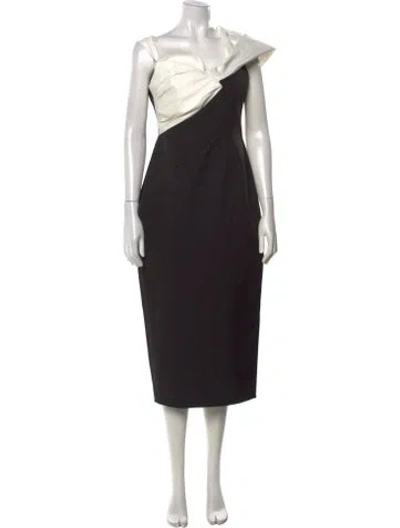 Pre-owned Rachel Gilbert Asymmetrical Midi Length Dress In Black