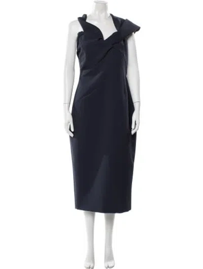 Pre-owned Rachel Gilbert Asymmetrical Midi Length Dress In Blue