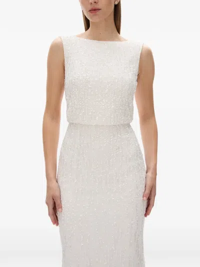 Rachel Gilbert Ava Sequin-embellished Maxi Dress In White