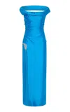 Rachel Gilbert Bailey Off-the-shoulder Silk-wool Gown In Royal Blue