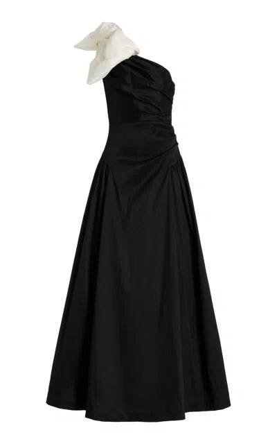 Rachel Gilbert Banks Bow-detailed Taffeta Maxi Dress In Black