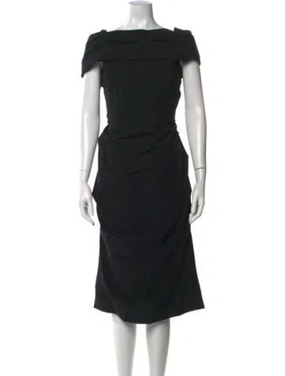 Pre-owned Rachel Gilbert Bateau Neckline Knee-length Dress In Blue