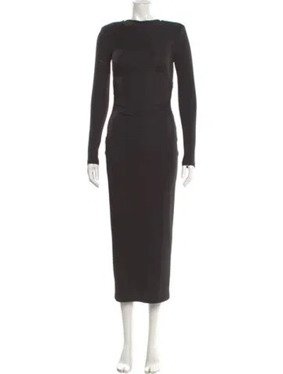 Pre-owned Rachel Gilbert Bateau Neckline Long Dress In Gray