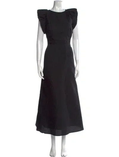 Pre-owned Rachel Gilbert Bateau Neckline Long Dress W/ Tags In Black