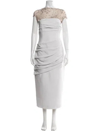 Pre-owned Rachel Gilbert Bateau Neckline Midi Length Dress W/ Tags In Purple