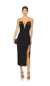 Rachel Gilbert Bowie Floral-appliqué Midi Dress In 블랙