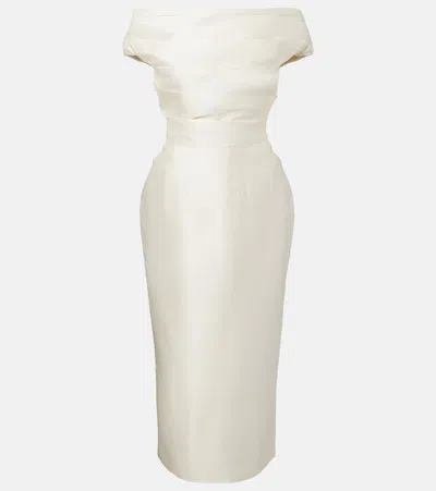 Rachel Gilbert Bronte Off-shoulder Wool And Silk Cocktail Dress In White