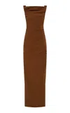 Rachel Gilbert Camille Cutout Stretch-taffeta Gown In Brown