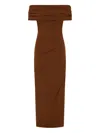 Rachel Gilbert Camille Draped Off-shoulder Maxi Dress In Brown