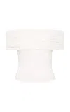 Rachel Gilbert Camille Ruched Stretch-taffeta Top In Ivory