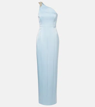 Rachel Gilbert Celestia Embellished One-shoulder Gown In Blue