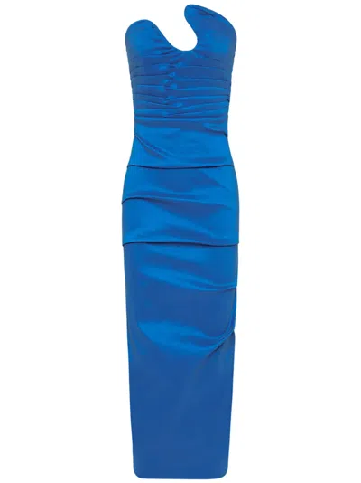 Rachel Gilbert Cheri Asymmetric-neck Dress In Blue
