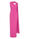 Rachel Gilbert Clara Asymmetrical Cape-detail Dress In Pink