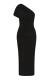 Rachel Gilbert Clay Asymmetric Draped Gown In Black