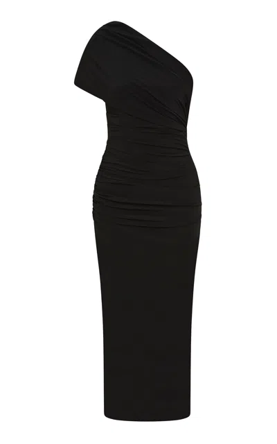 Rachel Gilbert Clay Asymmetric Draped Gown In Black