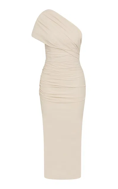 Rachel Gilbert Clay Asymmetric Draped Gown In Neutral