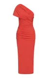 Rachel Gilbert Clay Asymmetric Draped Gown In Multi