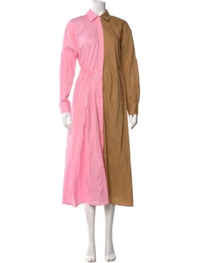 Pre-owned Rachel Gilbert Colorblock Pattern Midi Length Dress In Multi