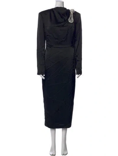 Pre-owned Rachel Gilbert Cowl Neck Long Dress In Black