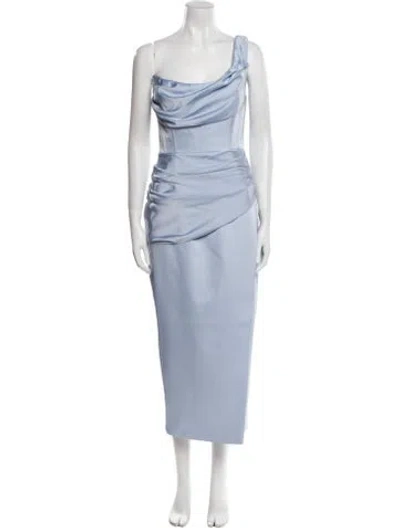 Pre-owned Rachel Gilbert Cowl Neck Long Dress In Blue