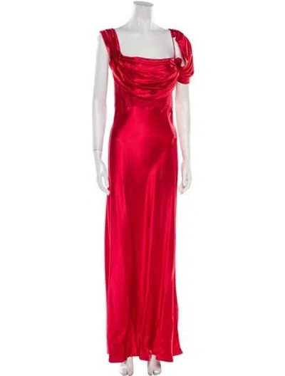 Pre-owned Rachel Gilbert Cowl Neck Long Dress In Red