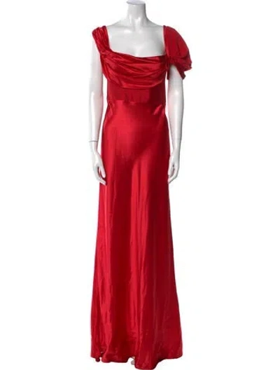 Pre-owned Rachel Gilbert Cowl Neck Long Dress In Red
