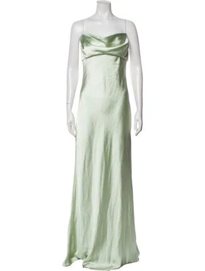 Pre-owned Rachel Gilbert Cowl Neck Long Dress W/ Tags In Green
