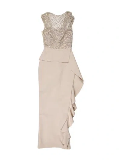 Pre-owned Rachel Gilbert Cowl Neck Long Dress W/ Tags In Neutral