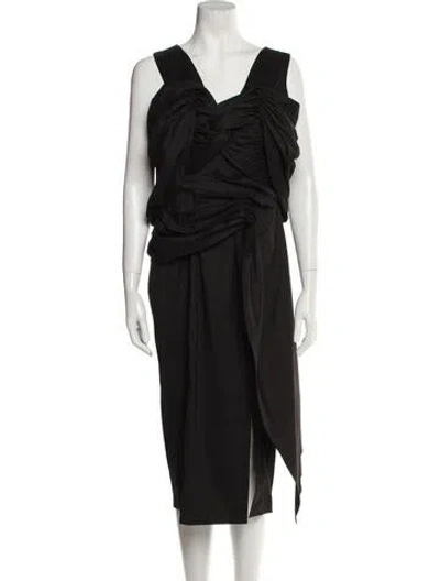 Pre-owned Rachel Gilbert Cowl Neck Midi Length Dress In Black