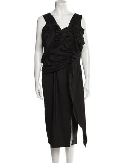 Pre-owned Rachel Gilbert Cowl Neck Midi Length Dress In Black
