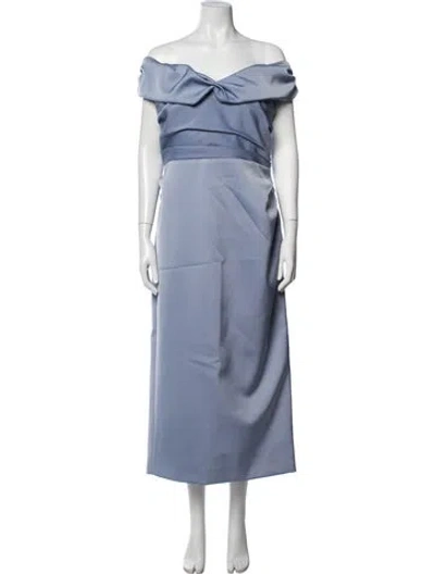 Pre-owned Rachel Gilbert Cowl Neck Midi Length Dress In Blue