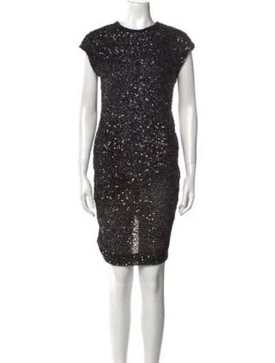 Pre-owned Rachel Gilbert Crew Neck Knee-length Dress In Black