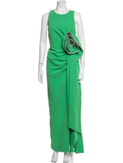 Pre-owned Rachel Gilbert Crew Neck Long Dress In Green