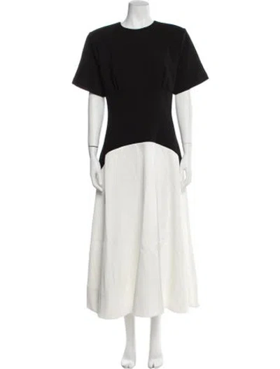 Pre-owned Rachel Gilbert Crew Neck Long Dress In Neutral