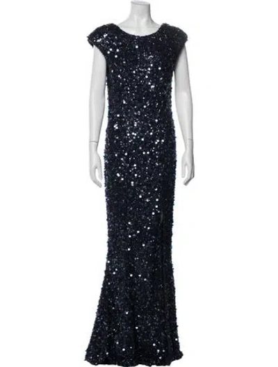 Pre-owned Rachel Gilbert Crew Neck Long Dress W/ Tags In Blue