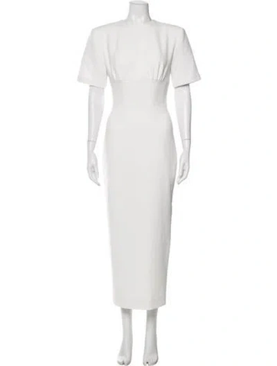 Pre-owned Rachel Gilbert Crew Neck Long Dress In White