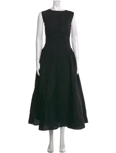 Pre-owned Rachel Gilbert Crew Neck Midi Length Dress In Black/green