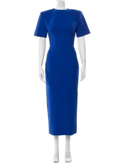 Pre-owned Rachel Gilbert Crew Neck Midi Length Dress In Blue
